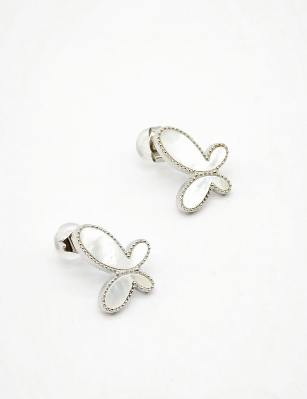 Boucle d’oreilles papillon [ argenté ]