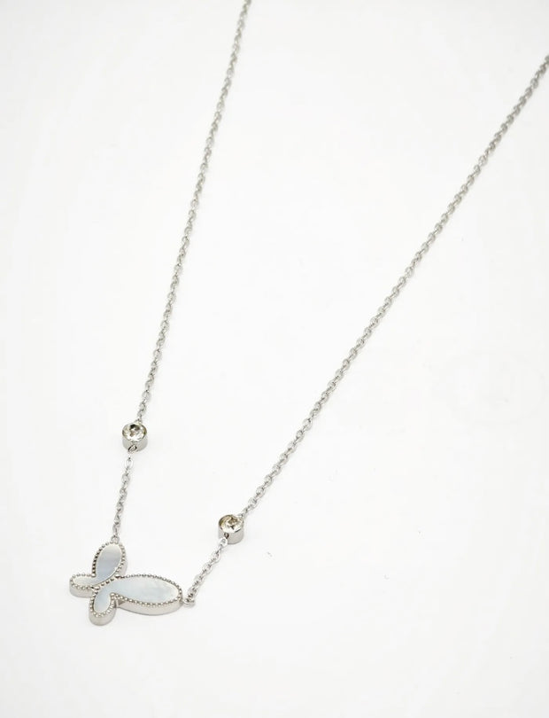Collier papillon [ argenté ]