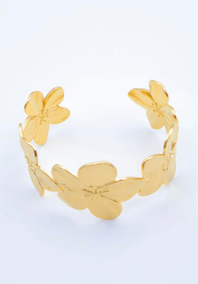 Bracelet jonc fleur [ dorée ]