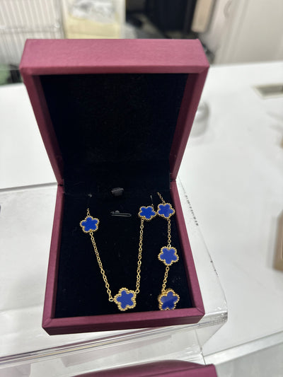 Coffret fleur bleu [ collier + bracelet ]