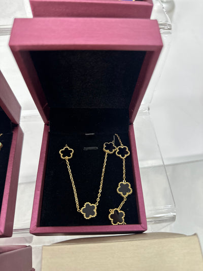 Coffret fleur noir [ collier + bracelet ]