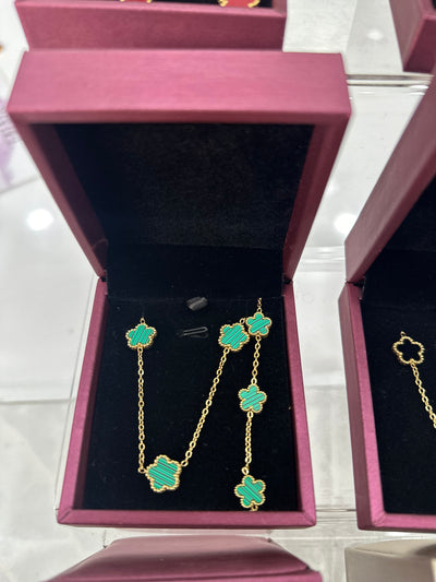 Coffret fleur vert [ collier + bracelet ]