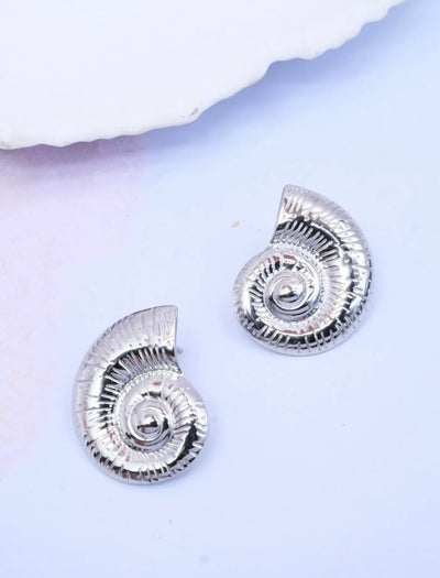 Boucle d’oreille coquillage [ argenté ]