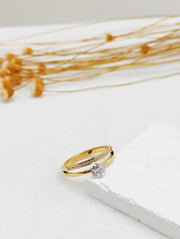 Bague Solitaire double [ dorée ]